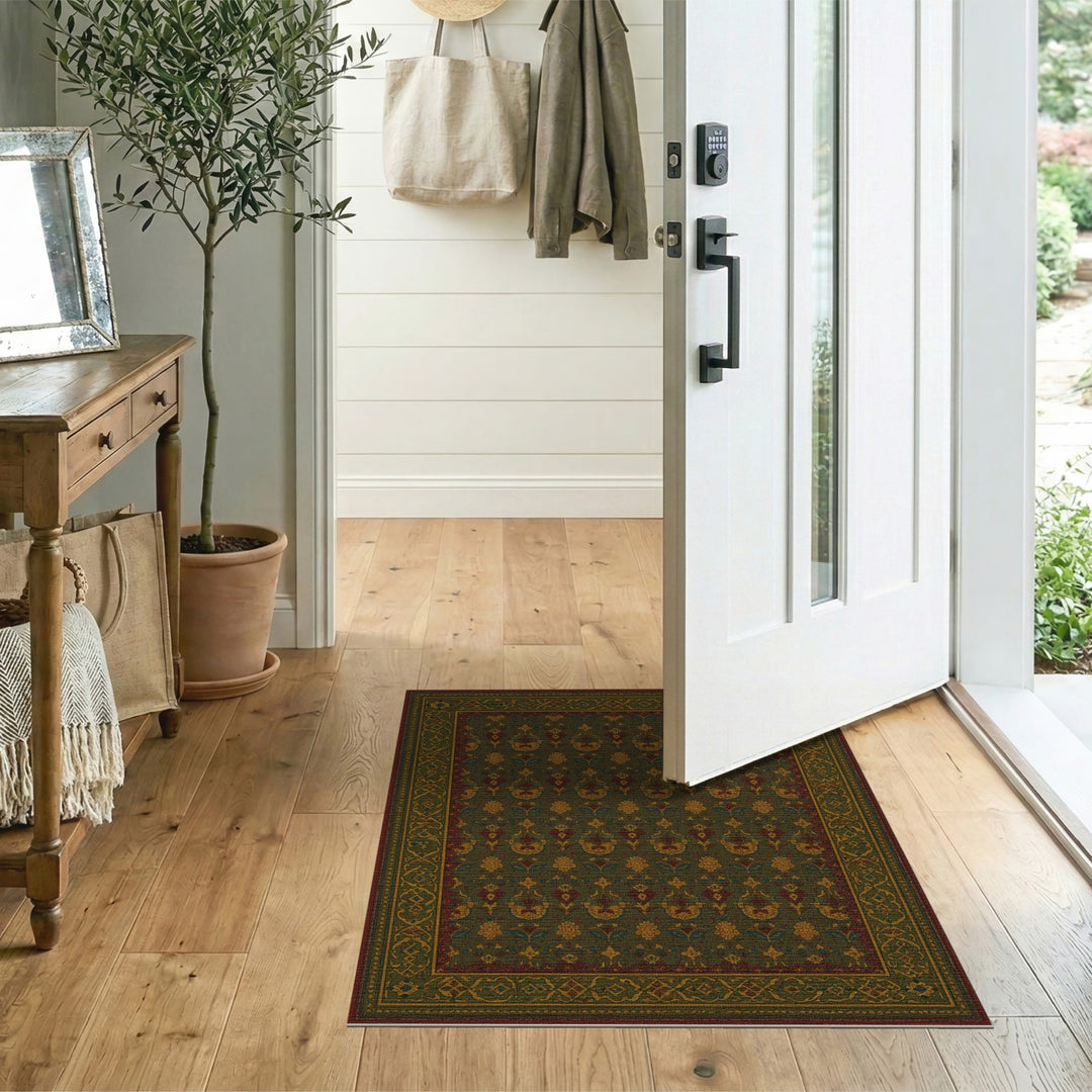 Green Persian Floral Area Rug