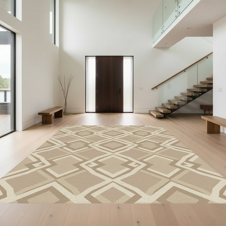 Neutral Earth Tone Diamond Geo Rug