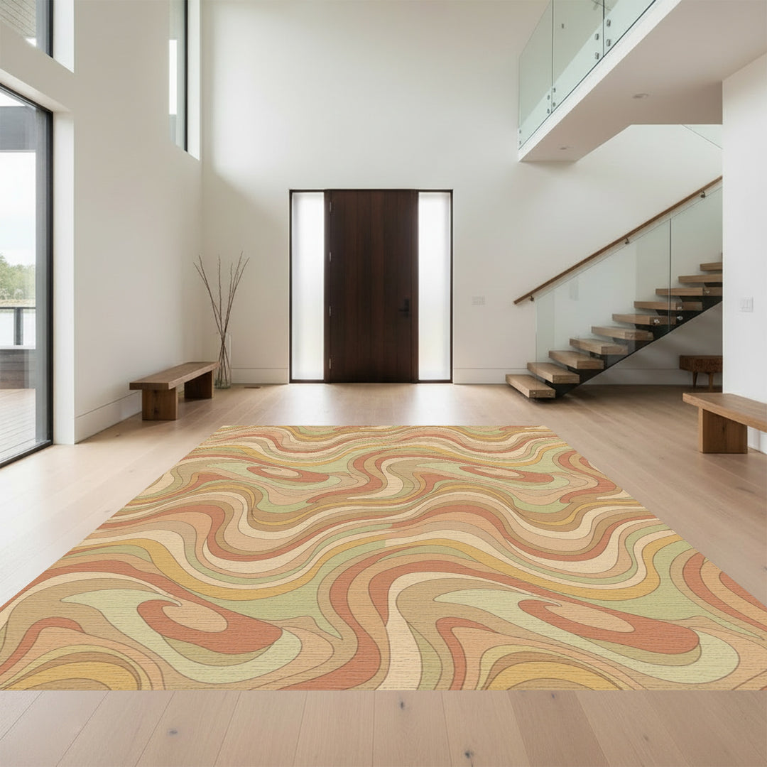 Earthy Swirl Flowing Lines Rug