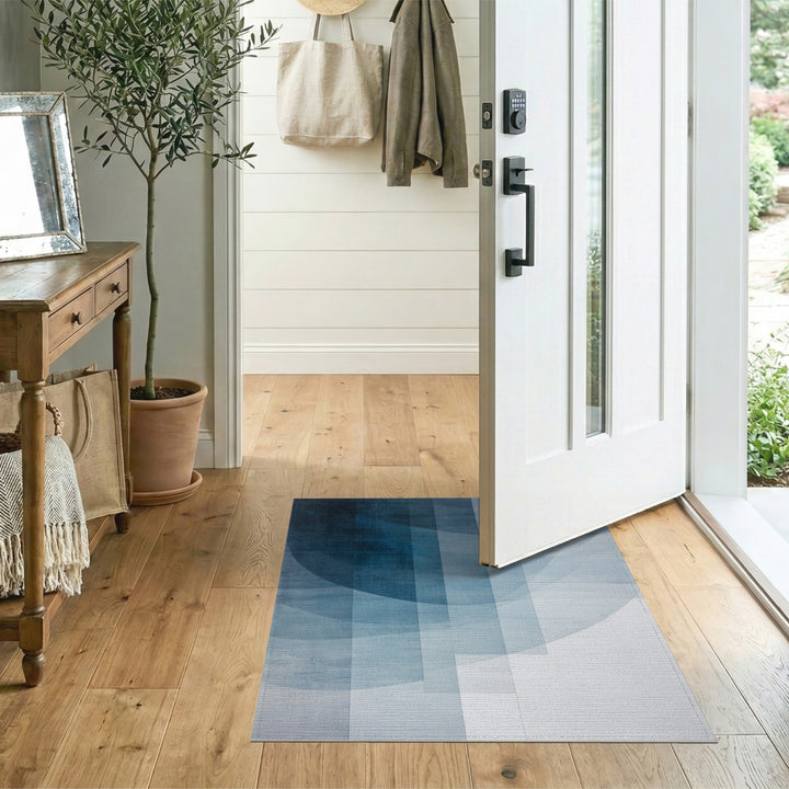 Blue Teal Abstract Area Rug