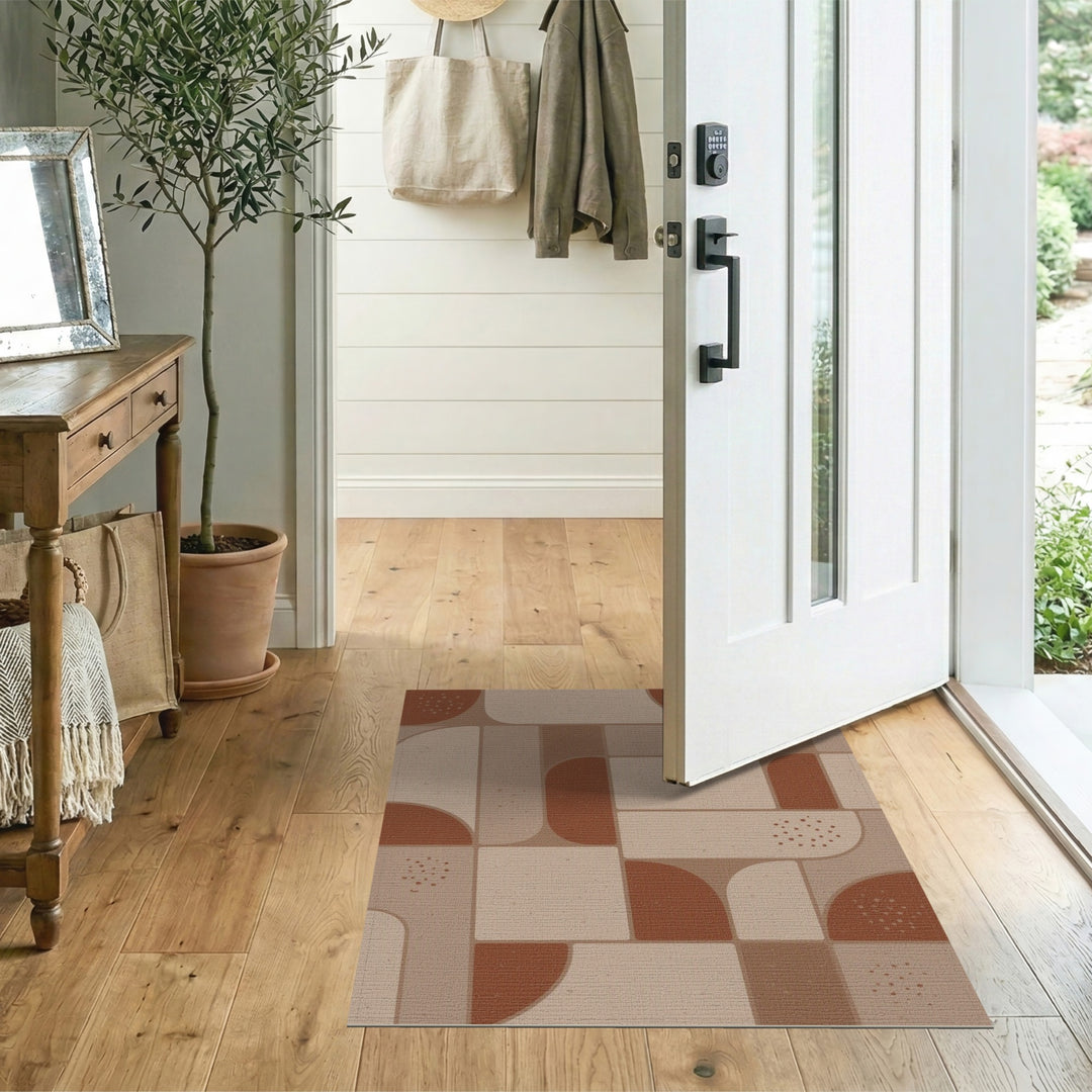 Modern Geometric Brown Area Rug