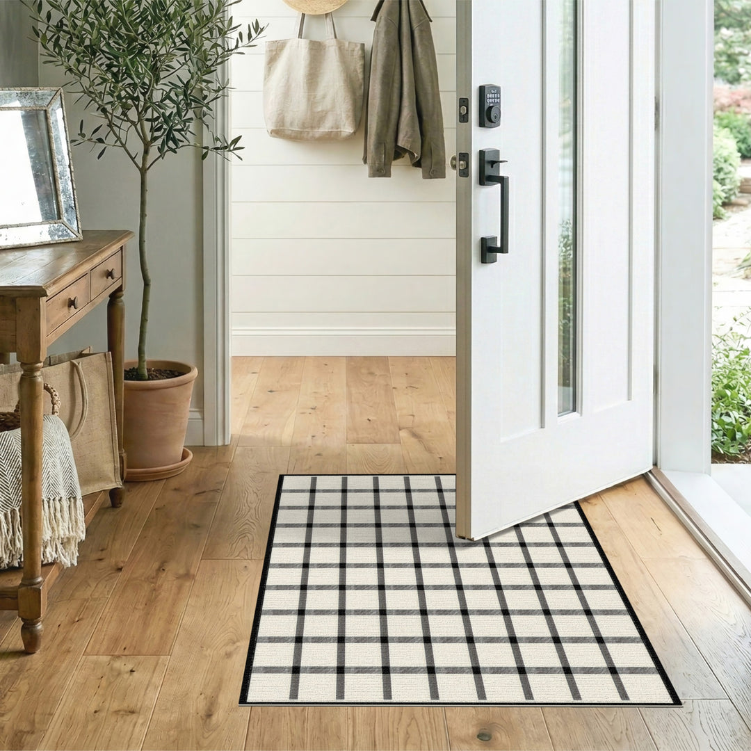 Geometric Modern Buffalo Check Black White Buffalo Check Area Rug