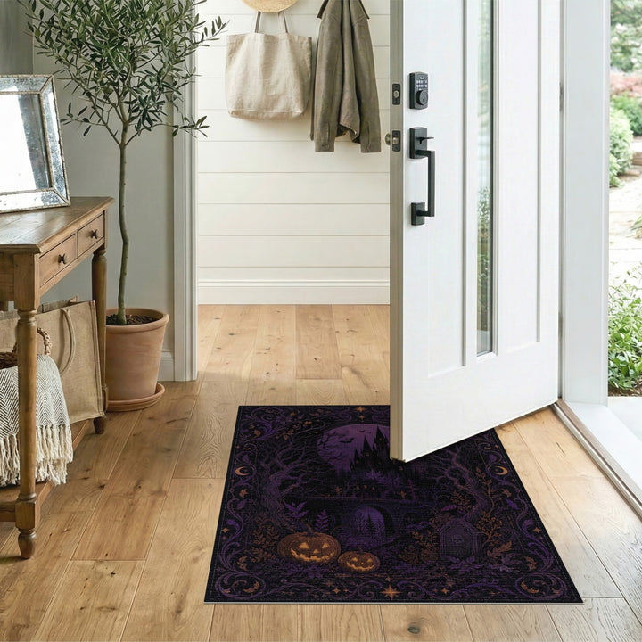 Mystical Purple Castle Halloween Area Rug