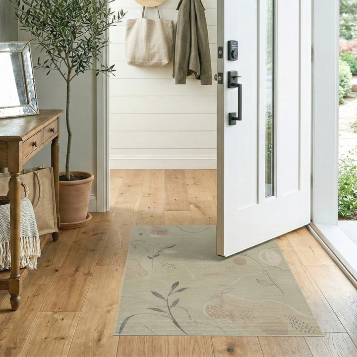 Sage Green Abstract Leaf Area Rug