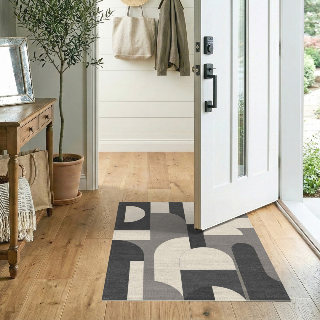 Grey Geometric Arched Area Rug