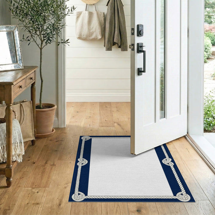 Nautical Rope Knot Navy Coastal Area Rug