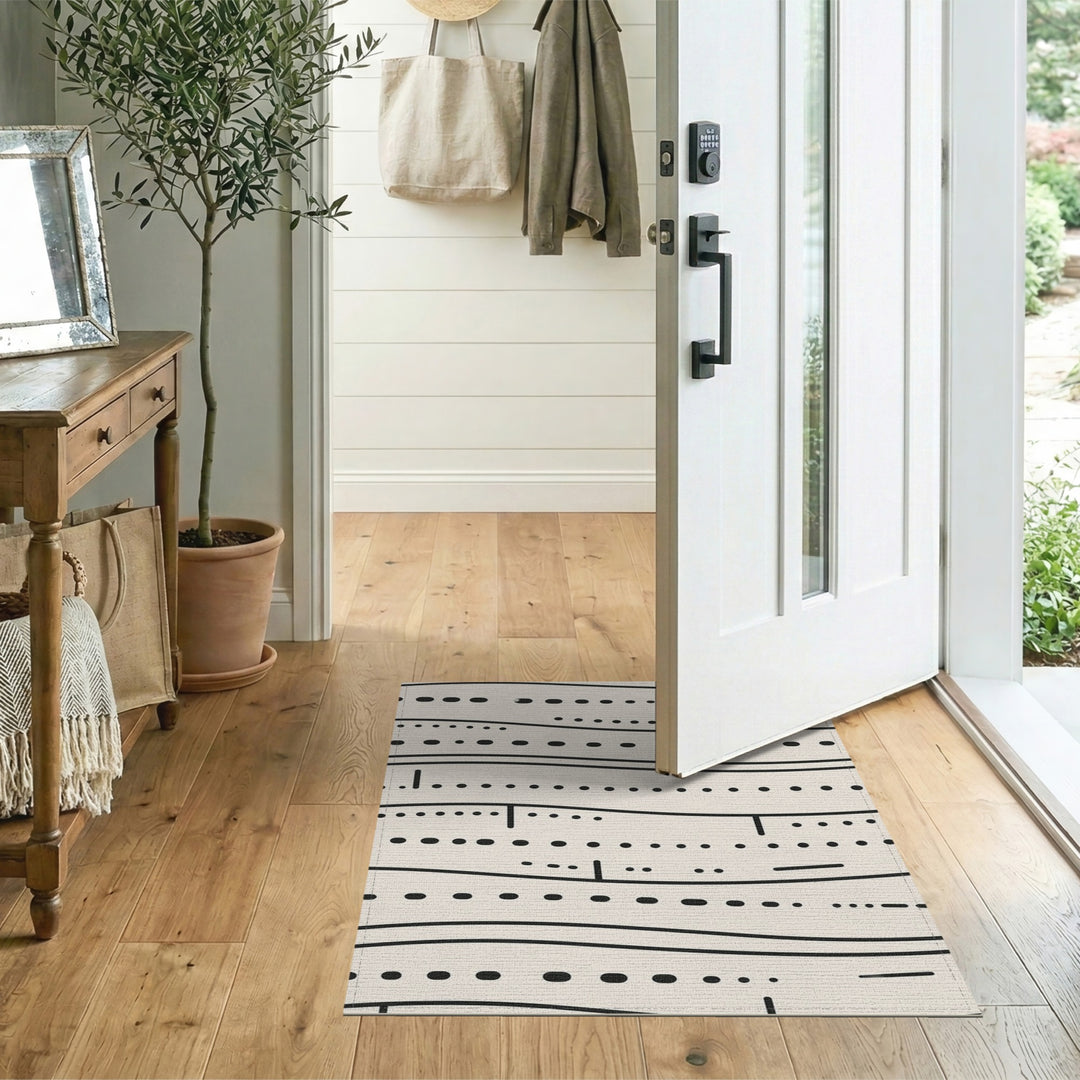 Black White Geometric Wave Geometric Modern Area Rug