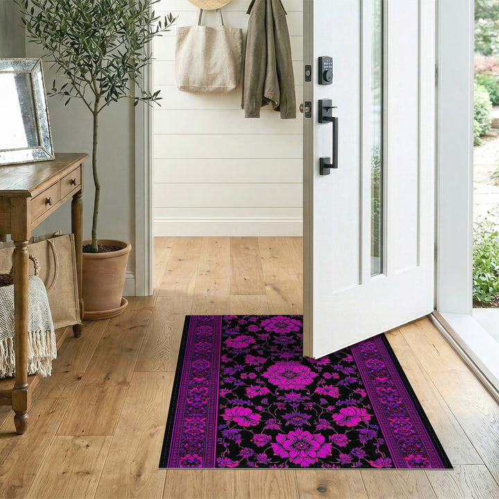 Vivid Purple Floral Area Rug