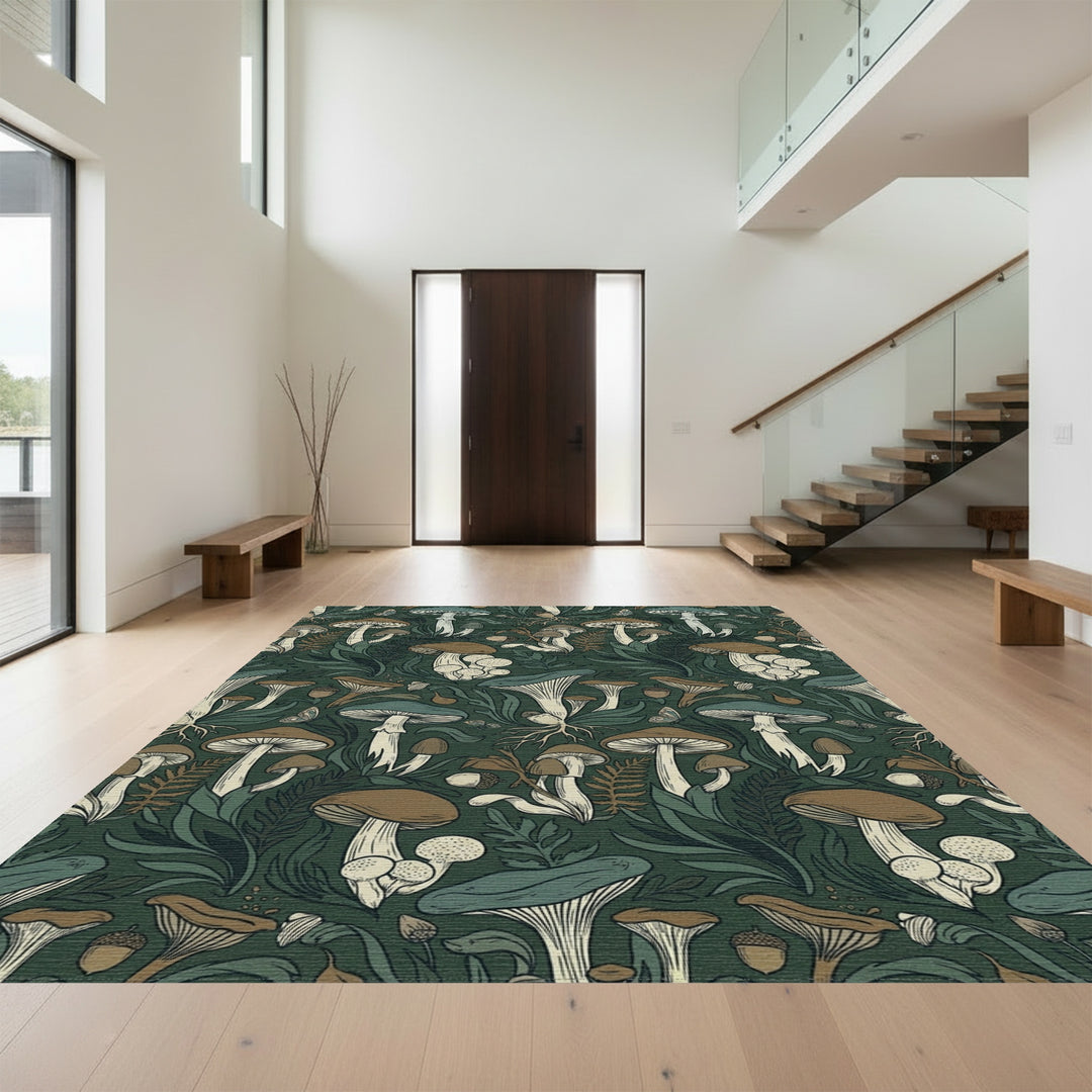 Enchanted Forest Mushroom Woodland Tapestry Rug