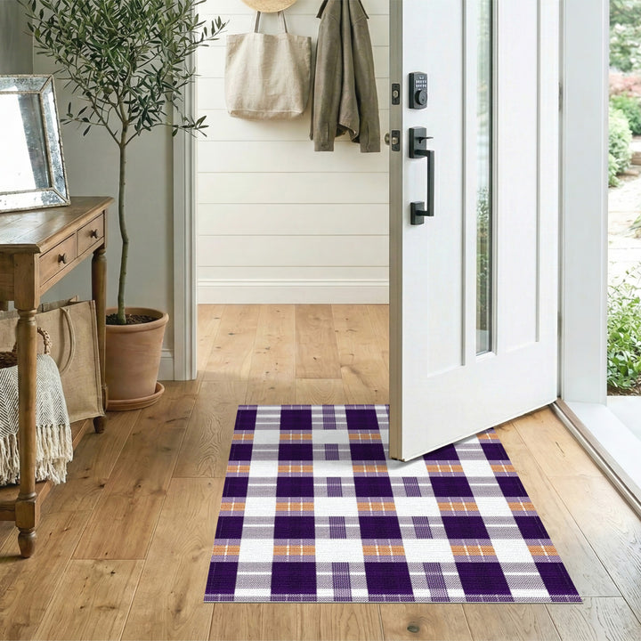 Purple Geometric Modern Purple Plaid Geometric Area Rug