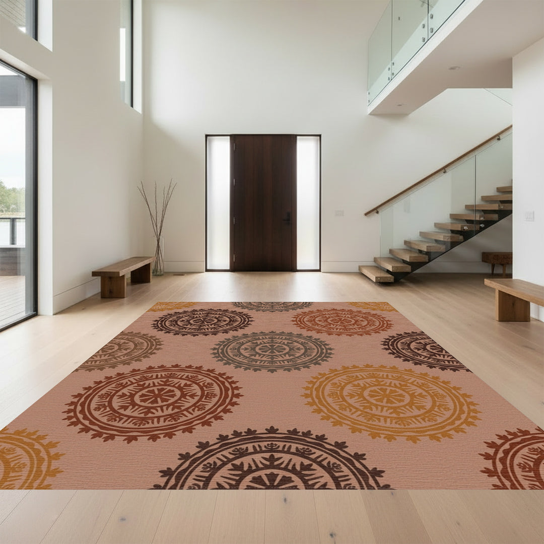 Rustic Earthy Tone Mandala Rug