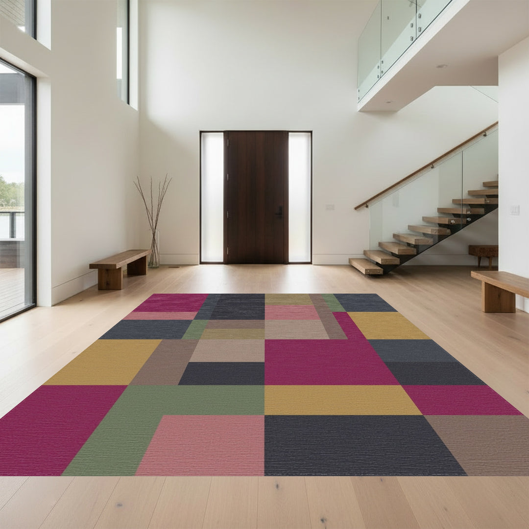 Bold Geometric Blocks Color Blocks Rug