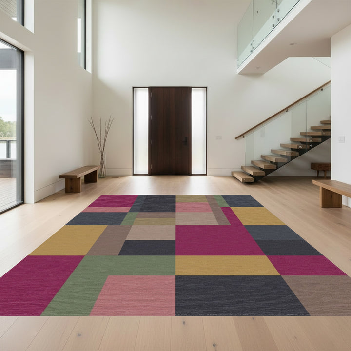 Bold Geometric Blocks Color Blocks Rug