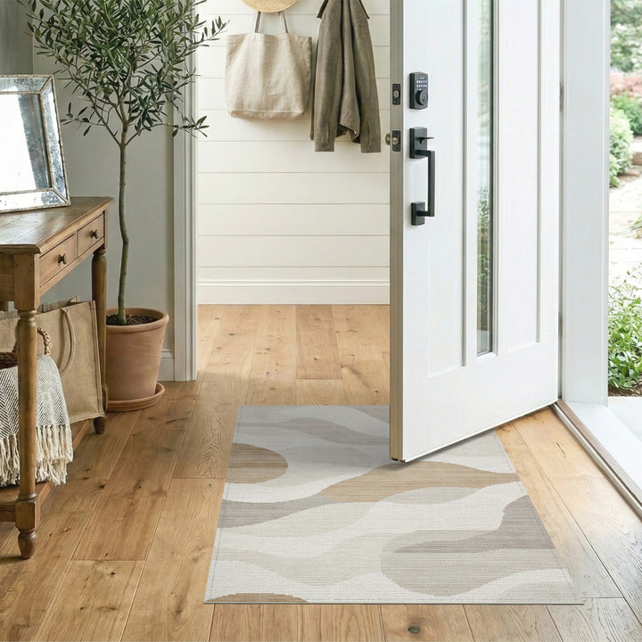 Wave Abstract Area Beige Neutral Abstract Wave Area Rug