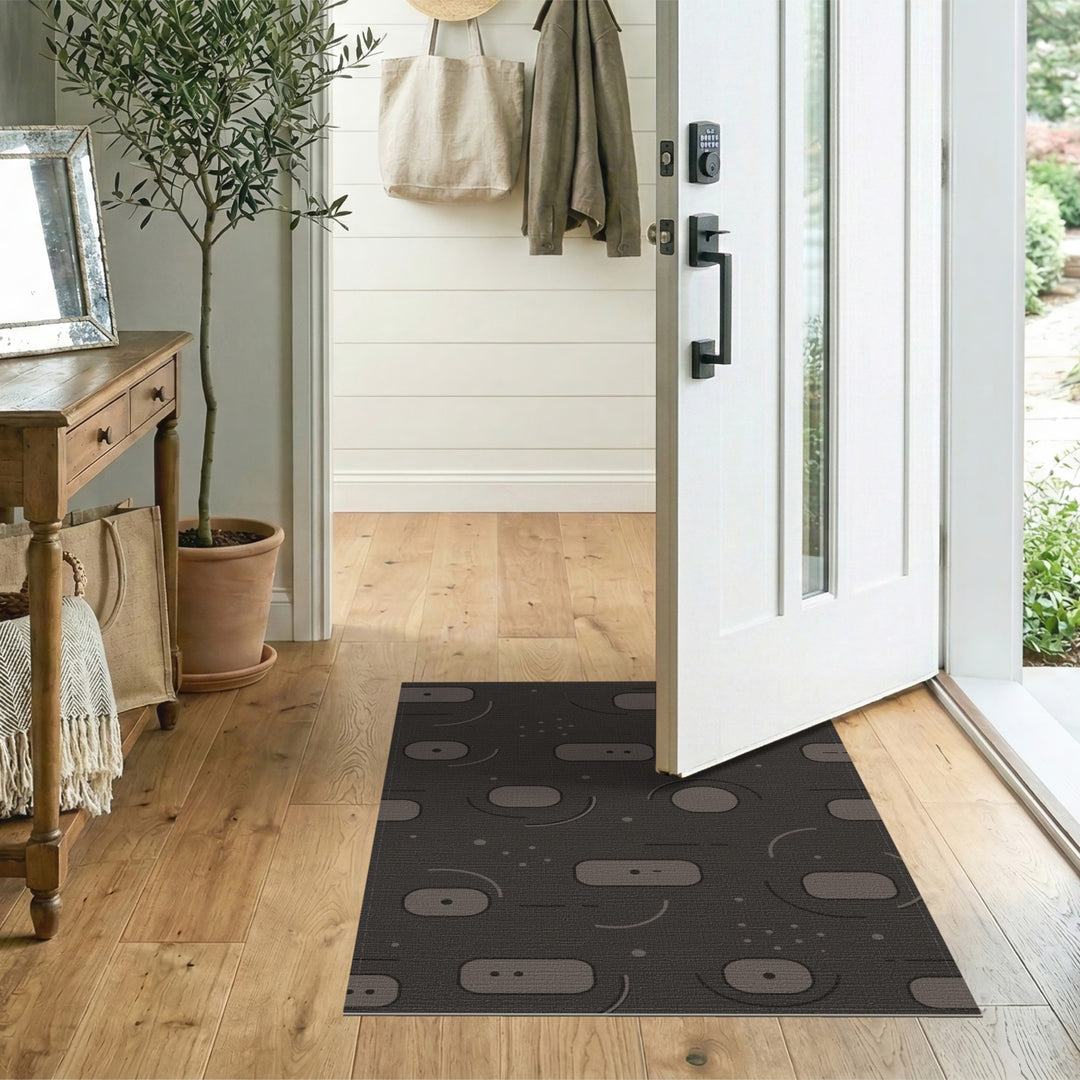 Grey Geometric Abstract Area Rug