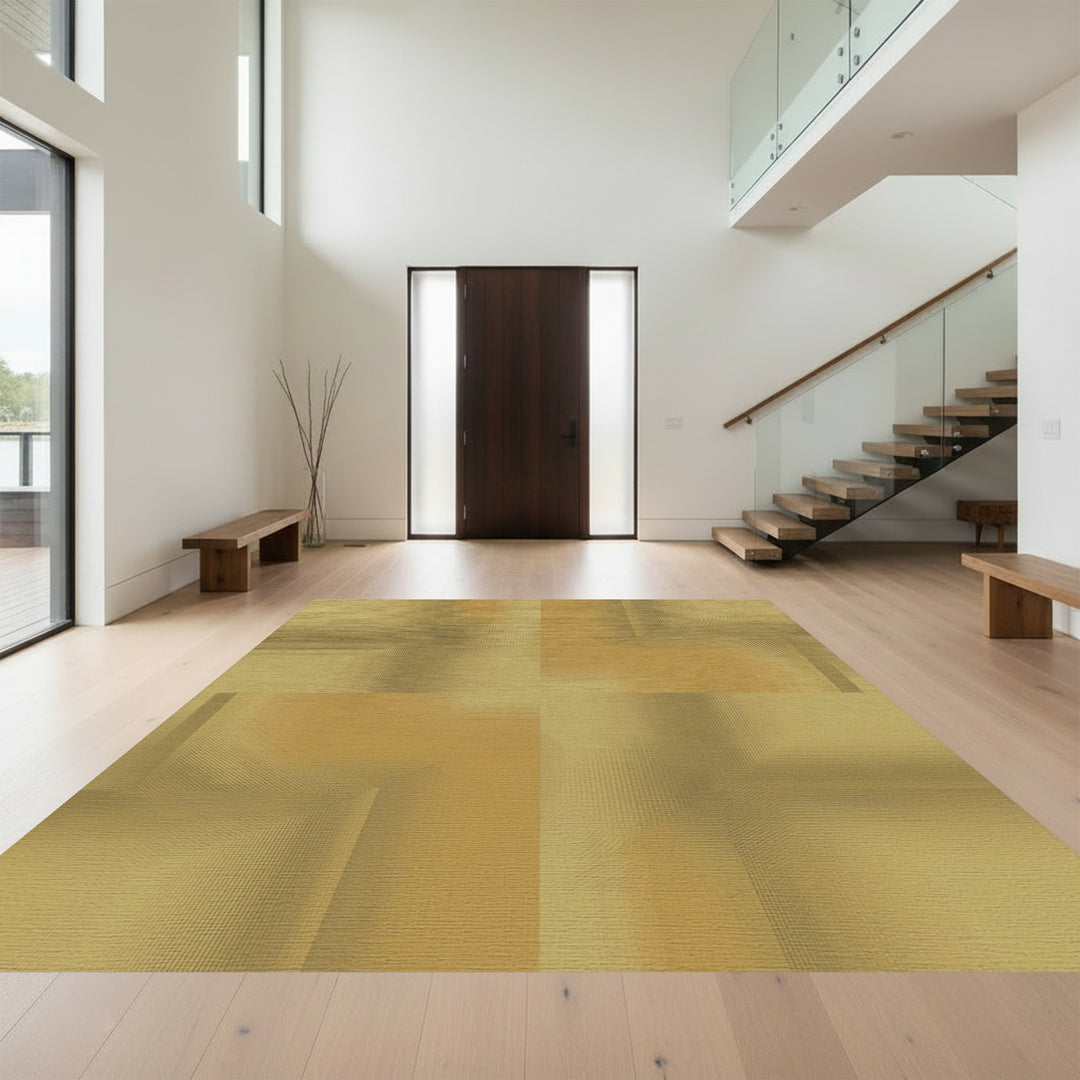 Golden Ochre Geometric Reflection Rug