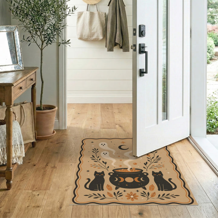 Ghost Cat Cauldron Washable Area Rug