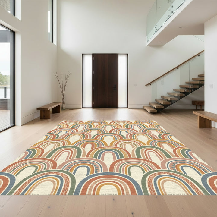 Earthy Rainbow Arch Boho Mix Rug