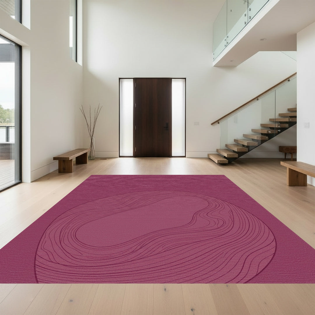 Crimson Abstract Wavy Line Enclosure Rug