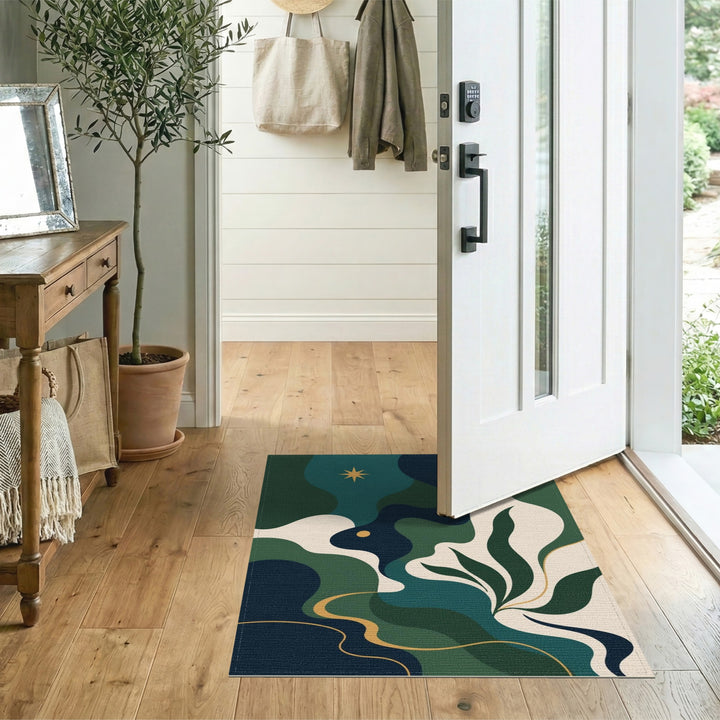 Wave Teal Abstract Wave Area Rug