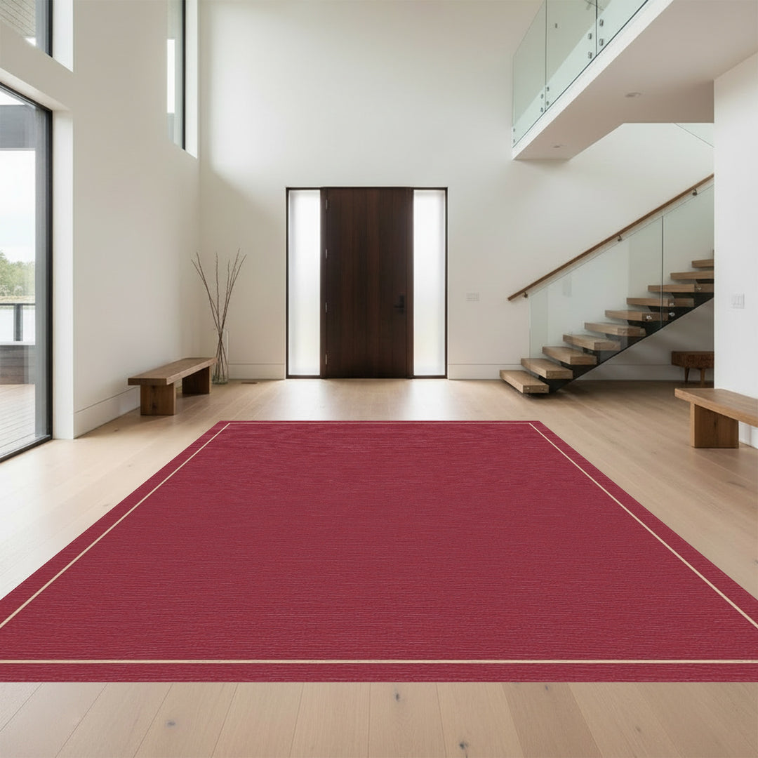 Crimson Bordered Square Rug