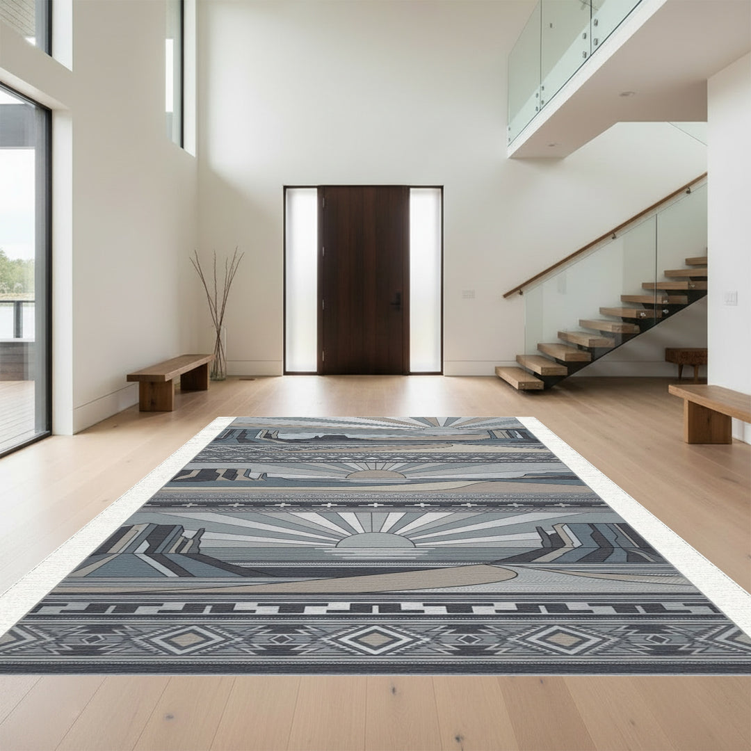 Desert Sun Geometric Tribal Landscape Rug