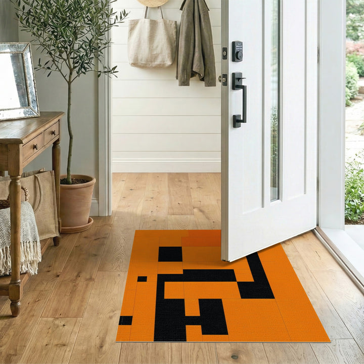 Orange Geometric Modern Area Rug