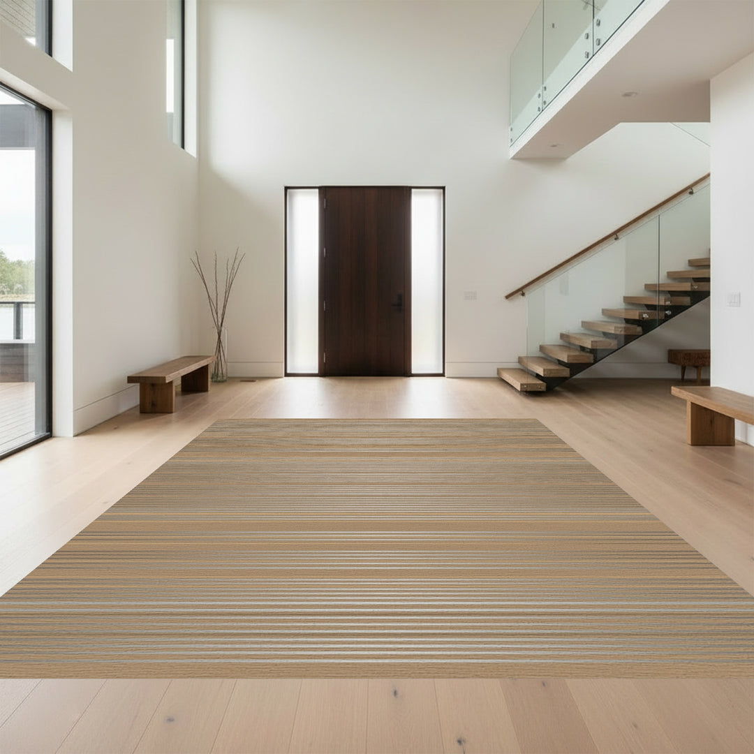 Tan Taupe Thin Horizontal Lines Rug