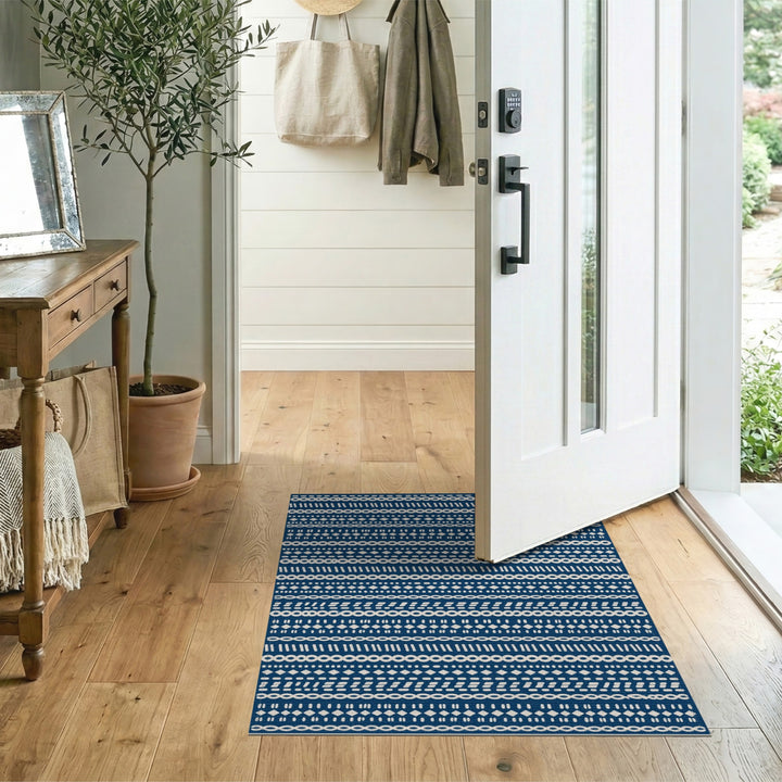 Navy Blue Geometric Area Rug