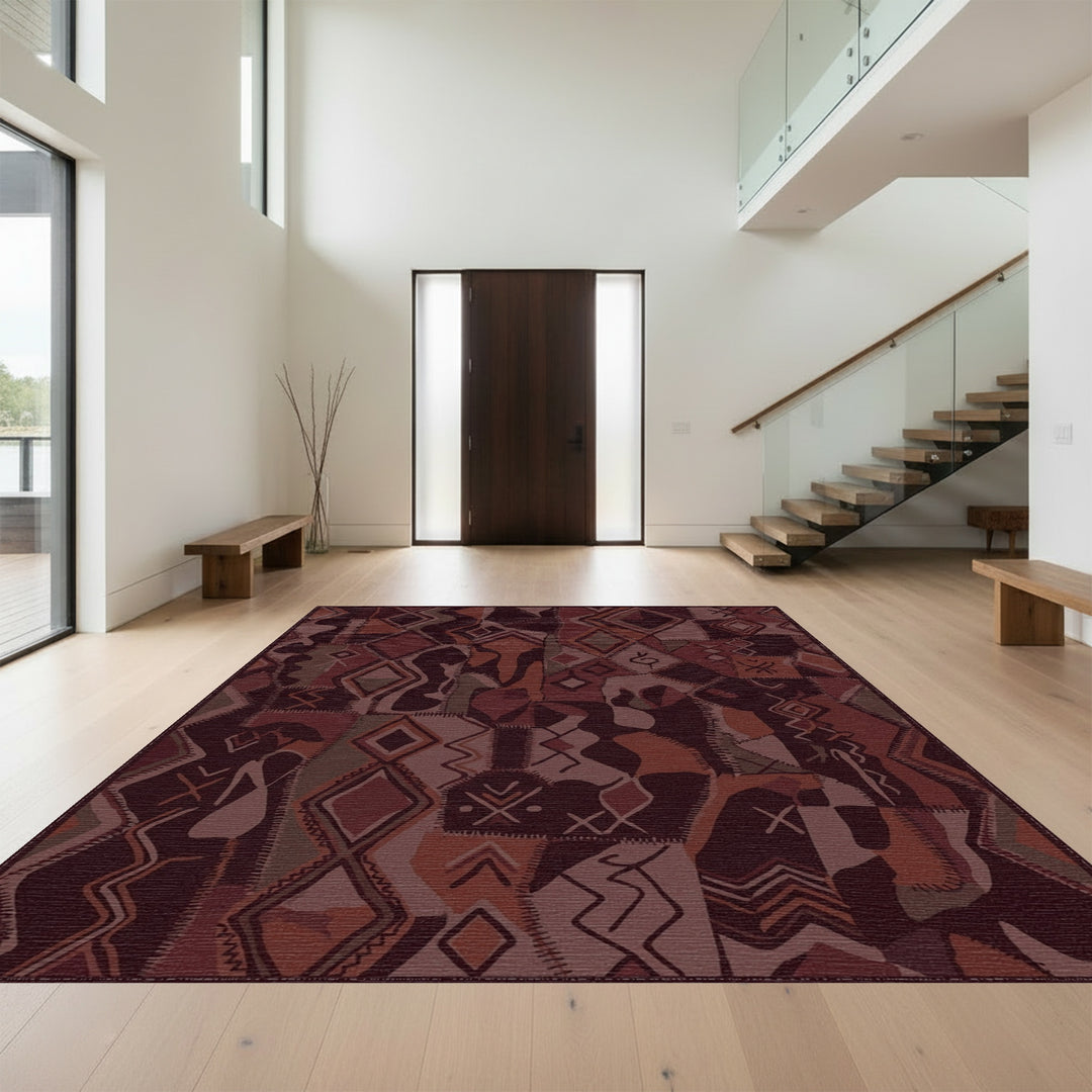 Earthy Patchwork Tribal Diamond Rug