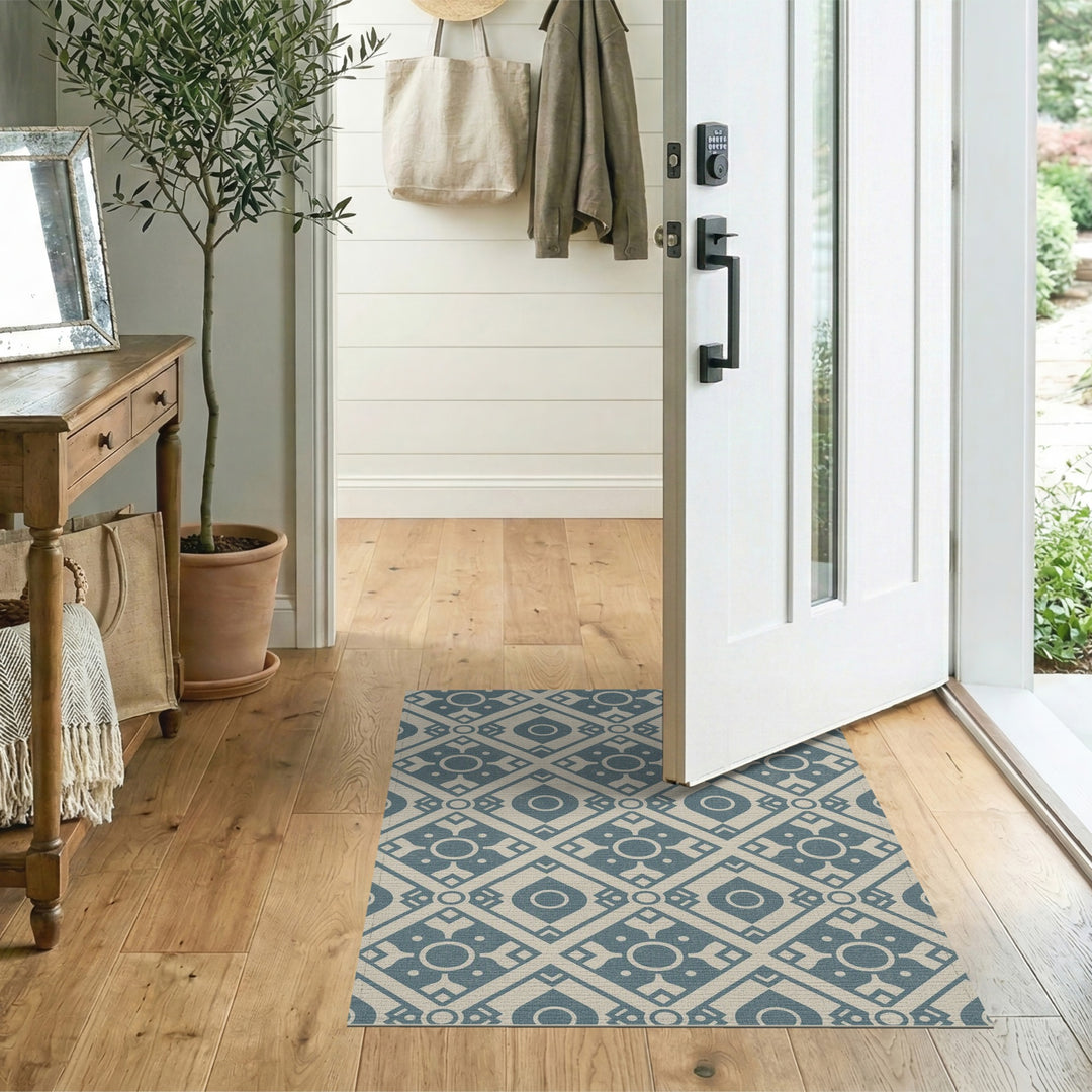 Teal Geometric Diamond Geometric Modern Area Rug