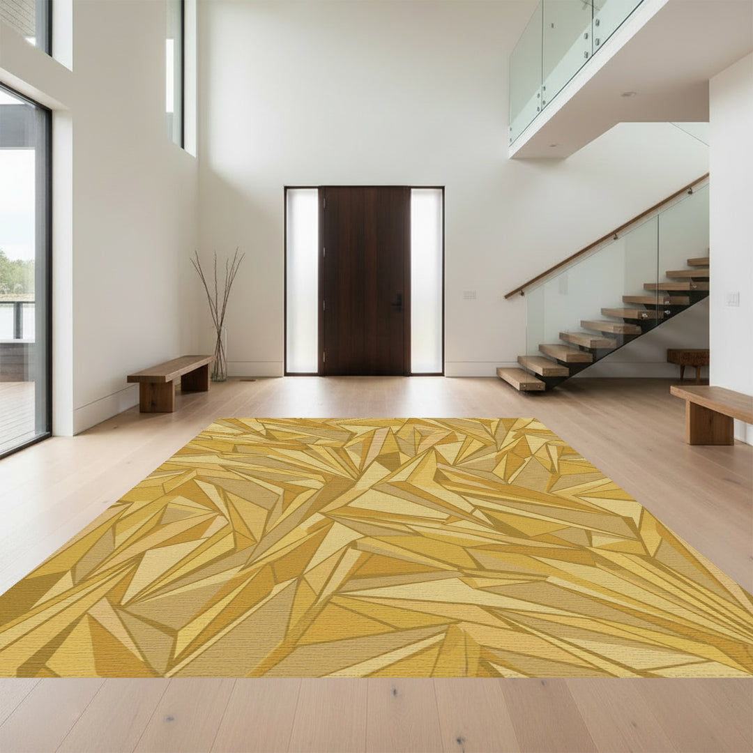 Golden Crystal Shard Geometric Rug