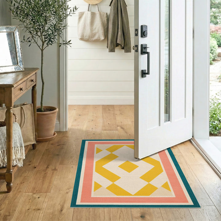 Bold Geometric Yellow Diamond Area Rug