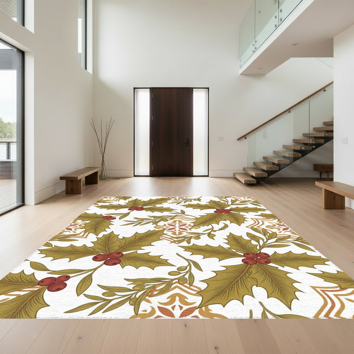 Olive Holly with Terracotta Tile Accent Rug