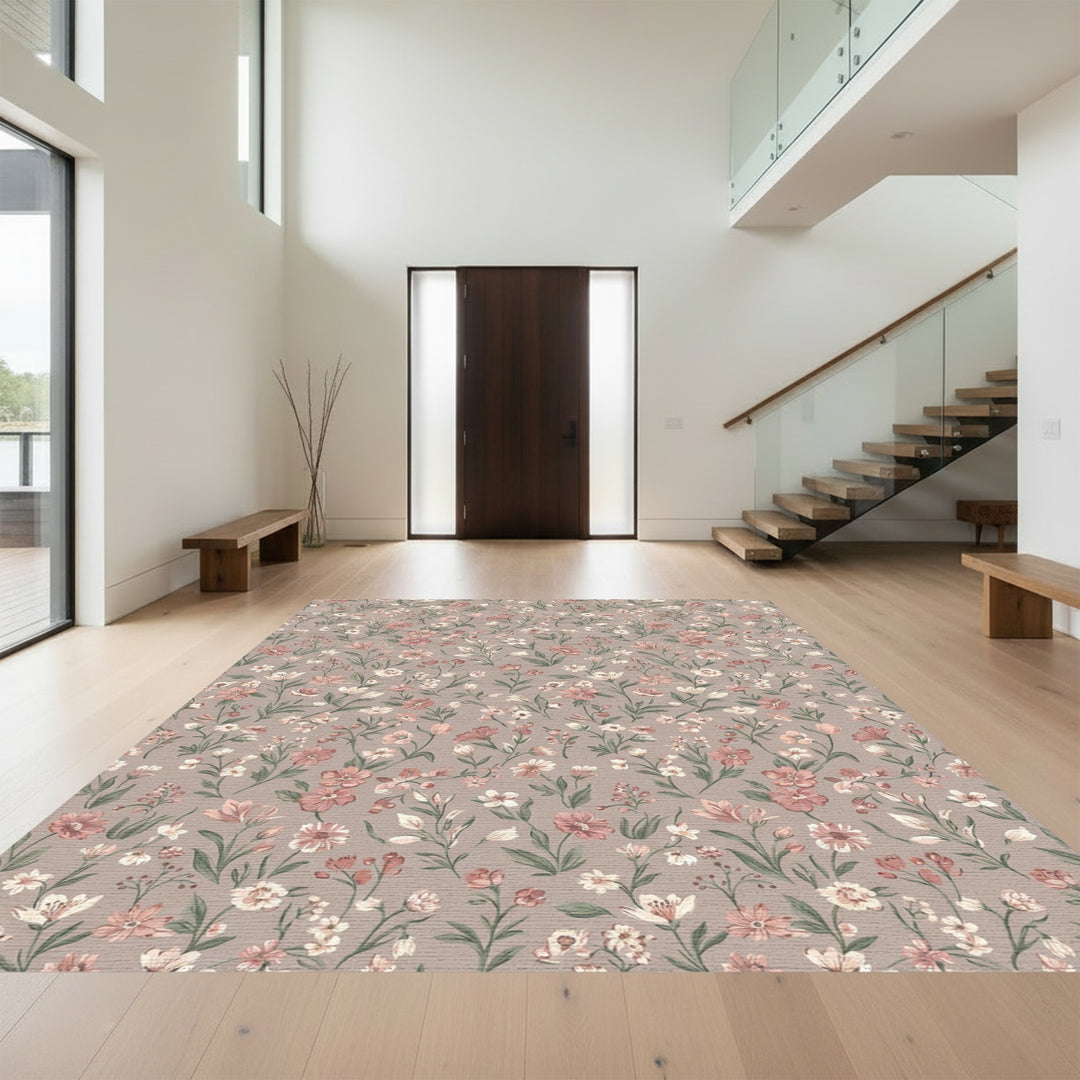 Dusty Rose Charming Wildflower Meadow Rug