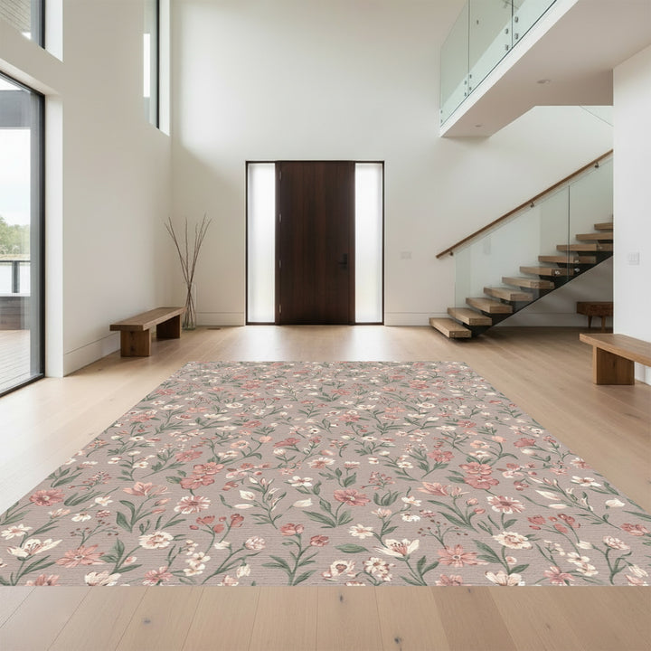 Dusty Rose Charming Wildflower Meadow Rug