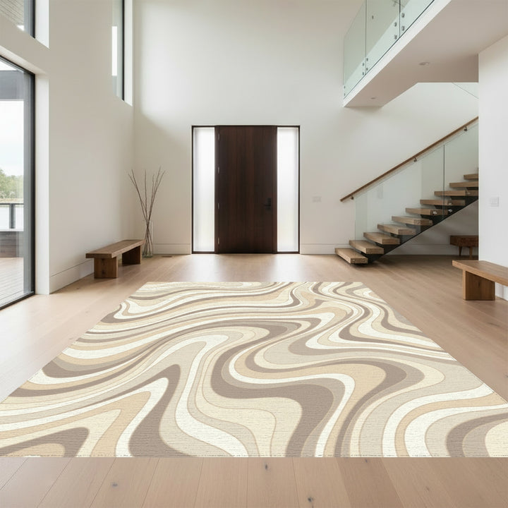 Earthy Swirl Abstract Lines Rug