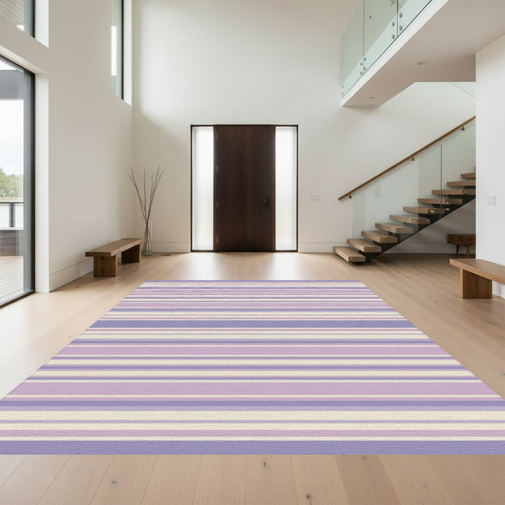 Lavender Cream Subtle Stripe Rug