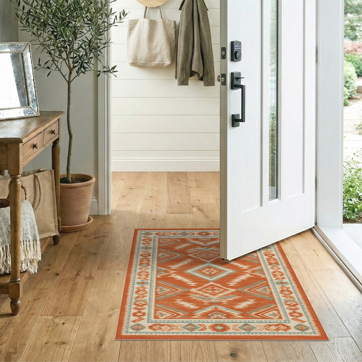 Orange Southwestern Geometric Area Rug