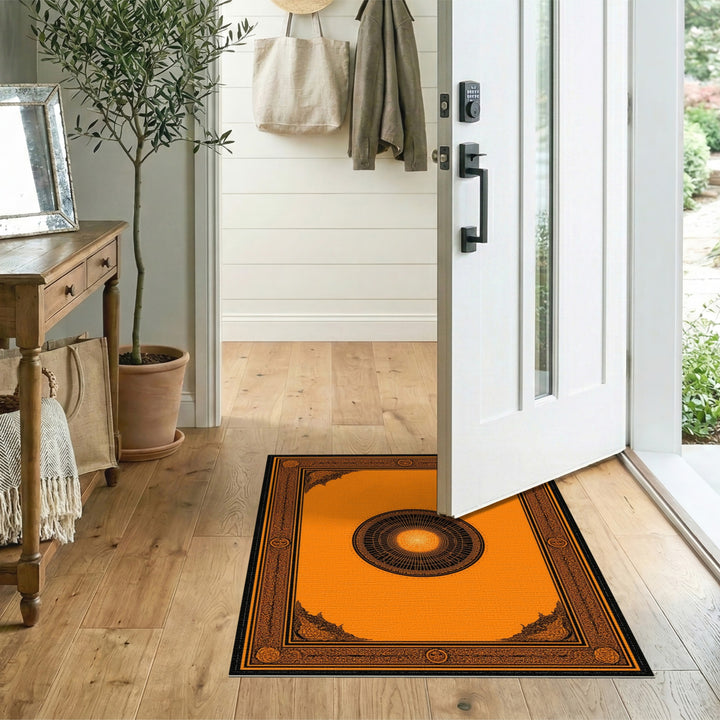 Orange Geometric Mandala Area Rug