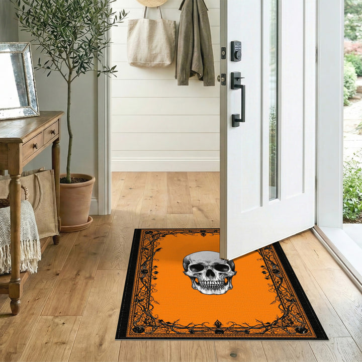 Vintage Skull Orange Area Rug