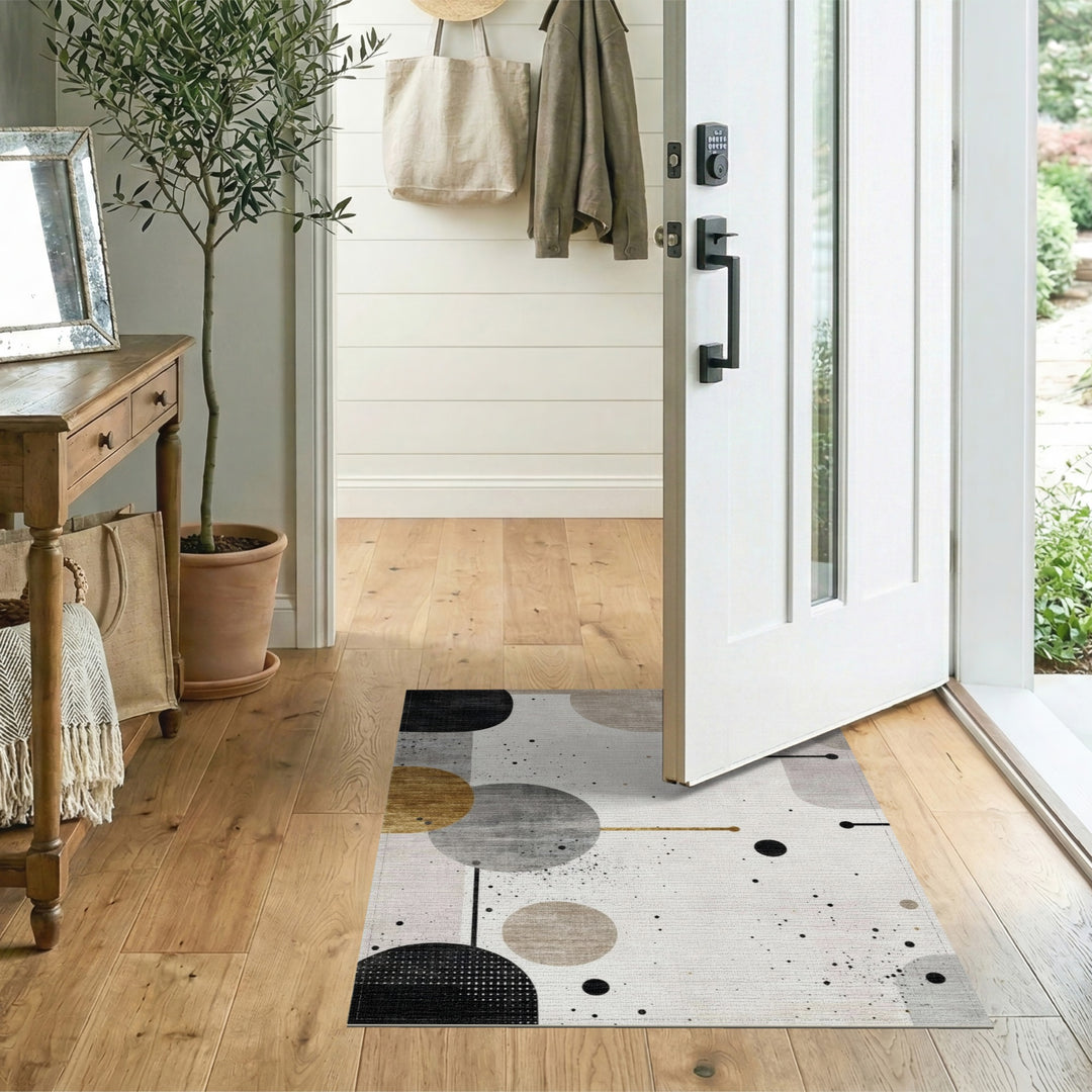 Black White Geometric Abstract Area Rug