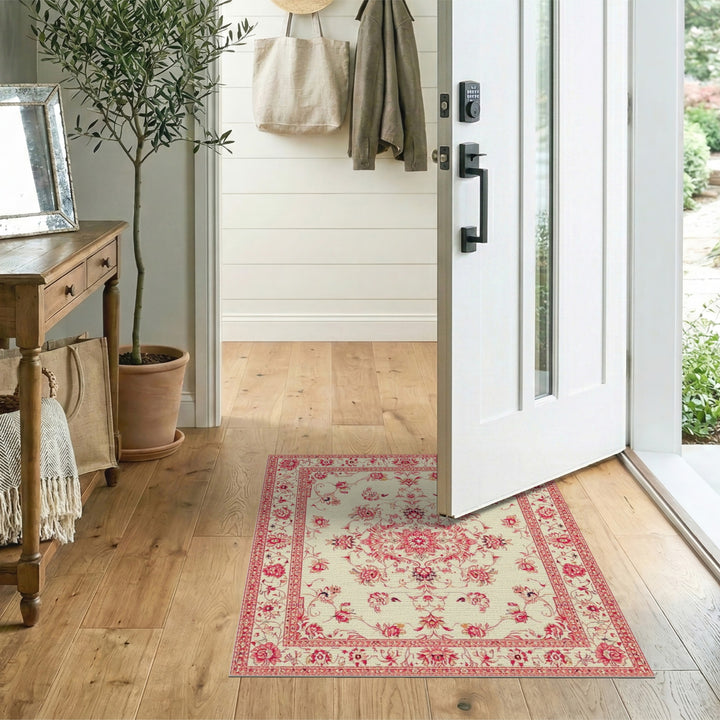 Red Floral Vintage Area Rug