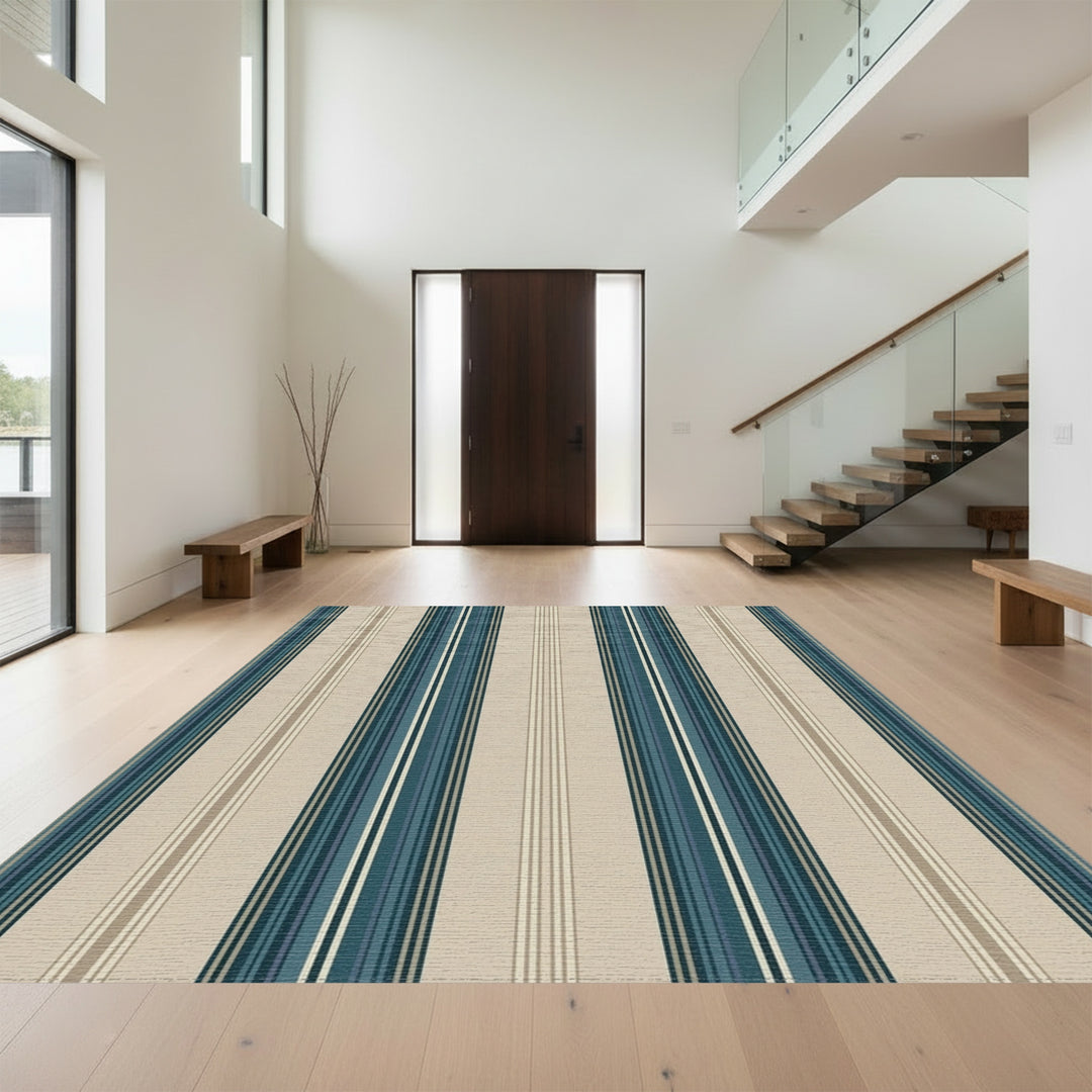 Coastal Teal Stripe Classic Rug