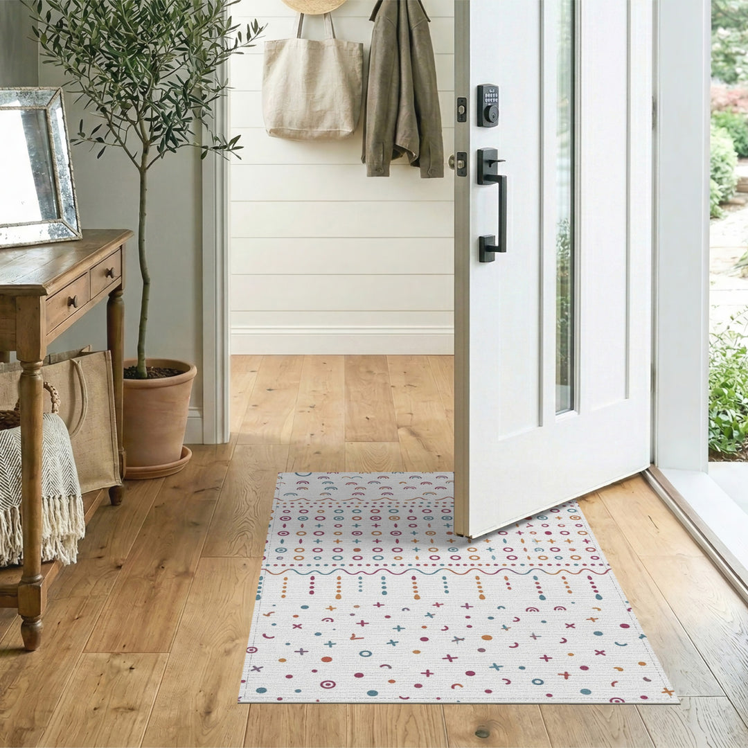 Rainbow Geometric Multi-Color Washable Area Rug
