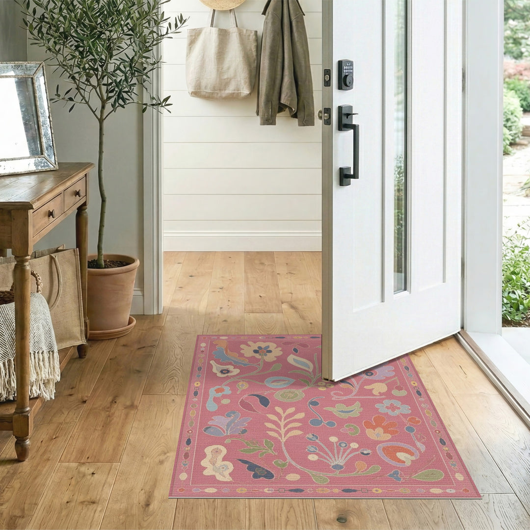 Pink Floral Vintage Area Rug