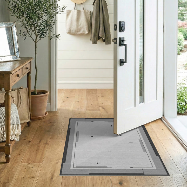 Grey Geometric Abstract Area Rug