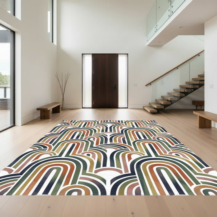 Earthy Tone Abstract Arch Cascade Rug