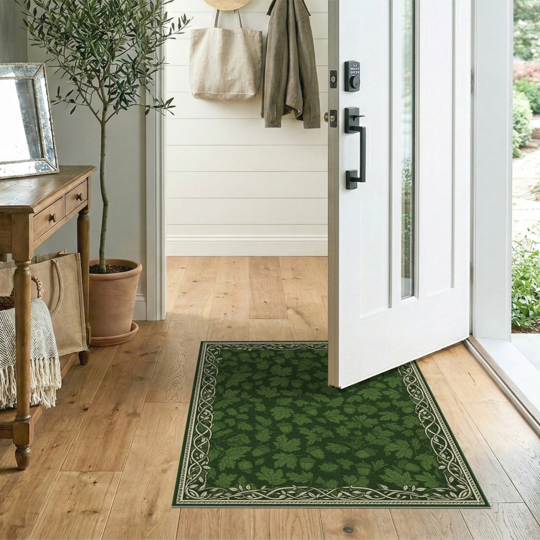Green Oak Leaf Acorn Area Rug