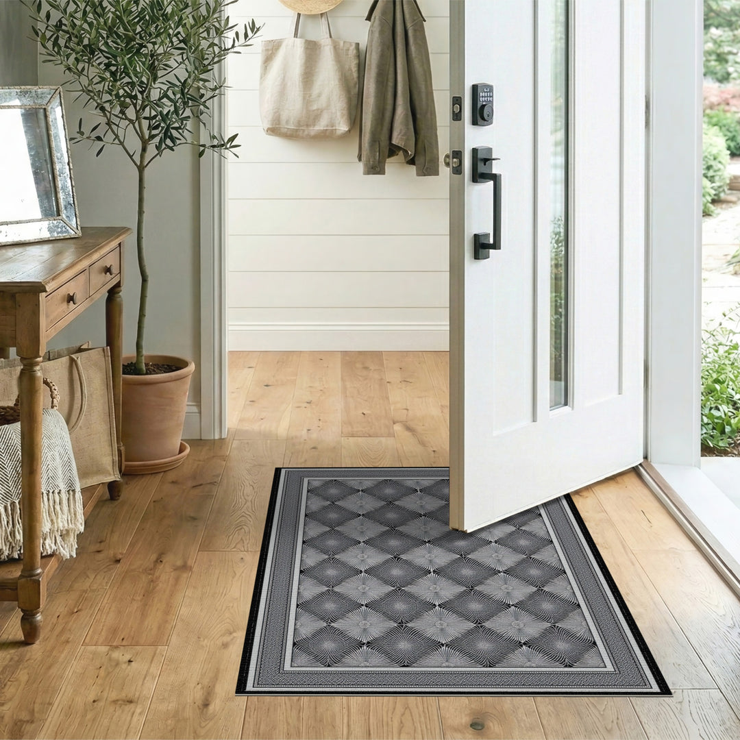 Black White Geometric Area Rug